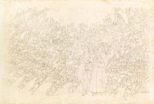 XIR64150 Dante and Beatrice, from Dante's 'Divine Comedy', c.1480 (pen & ink on paper) by Botticelli, Sandro (1444/5-1510); Bibliotheque Nationale, Paris, France; Giraudon; Italian, out of copyright